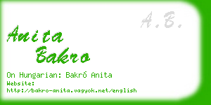 anita bakro business card
